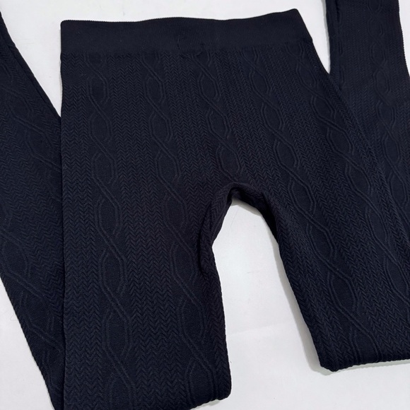 Shosho Fleece Lined Leggings in Black Size Small Medium Knit-Effect - Picture 4 of 7